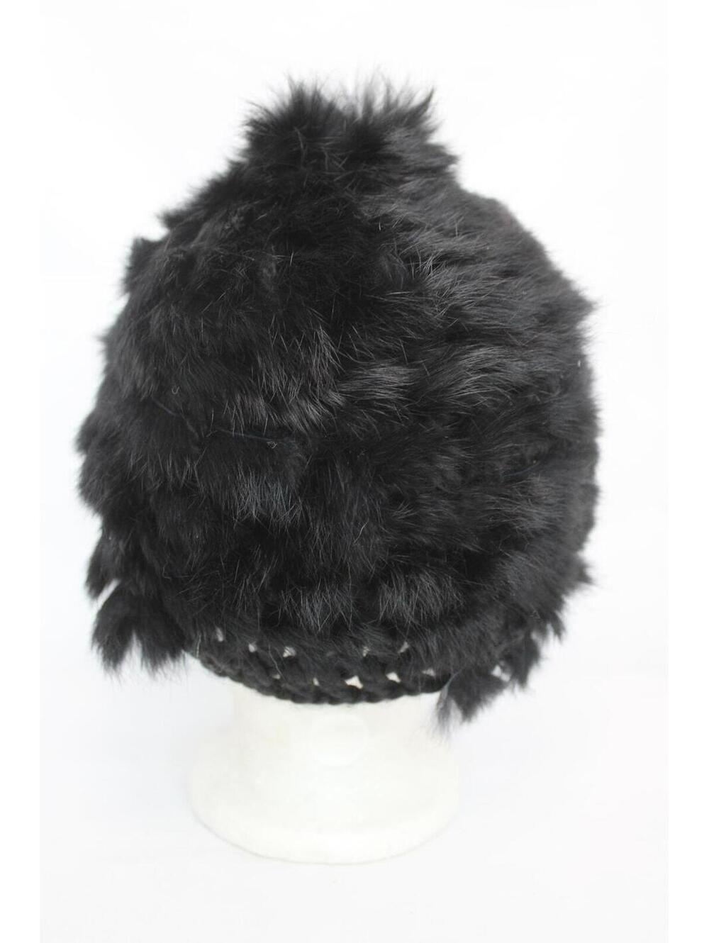 Scrap Item: Black Rabbit Fur Knitted Hat Arts & Crafts - Picture 3 of 6